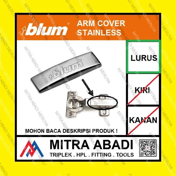 Cover Cap STAINLESS Engsel BLUM Slowmotion - Lurus Fitting dan Hardware Perabotan
