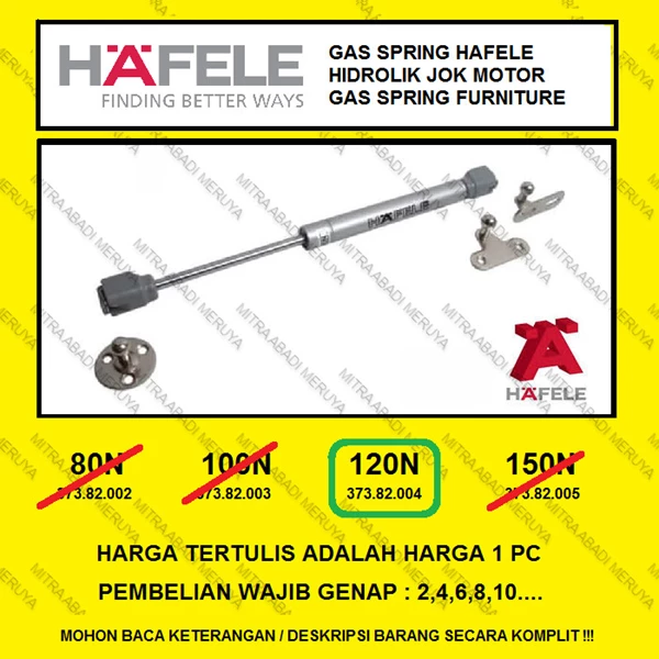 Gas Spring HAFELE Hidrolik Jok Motor 120 N Hidrolik Lemari Cabinet Fitting dan Hardware Perabotan