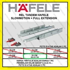 Rel Laci Hafele Rel Tandem Hafele 50cm Full Ext. Slowmotion Drawer Fitting dan Hardware Perabotan 1