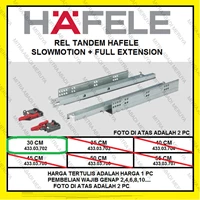 Rel Laci Hafele Rel Tandem Hafele 30cm Full Ext. Slowmotion Drawer Fitting dan Hardware Perabotan