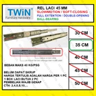 Rel Laci Slowmotion Twin 45mm - 35cm Rel Laci Dobel Full Extension Fitting dan Hardware Perabotan 1