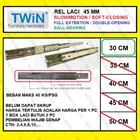 Rel Laci Slowmotion Twin 45mm - 30cm Rel Laci Dobel Full Extension Fitting dan Hardware Perabotan 1