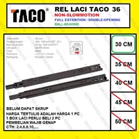 Rel Laci TACO 36mm - 30cm Rel Laci Dobel Full Extension Fitting dan Hardware Perabotan
