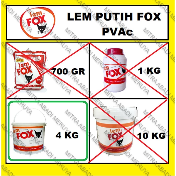 Lem Putih Lem Kayu Lem PVAc Lem FOX 4kg Fitting dan Hardware Perabotan