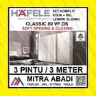 Hafele Classic 80 VF DS 3 Pintu 3M Rel Sliding Lemari Wardrobe Geser Fitting dan Hardware Perabotan 1