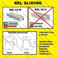 Rel Sliding Pintu Lemari Geser 02-M Anodize Fitting dan Hardware Perabotan