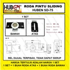 Roda Pintu Lemari Sliding / Geser HUBEN SD-75 Roda Pintu Sliding Fitting dan Hardware Perabotan 1