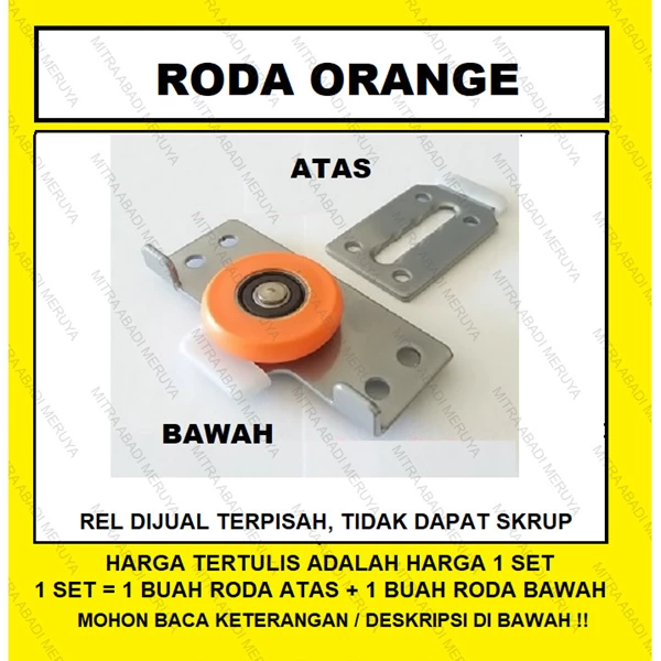 Roda Pintu Lemari Sliding / Geser Roda Orange Fitting dan Hardware Perabotan